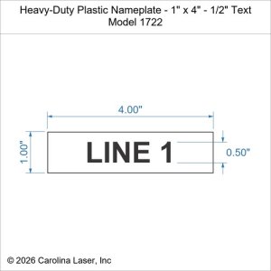 Heavy-Duty Plastic Nameplate - 1" x 4" - 1/2" Text