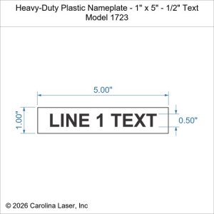 Heavy-Duty Plastic Nameplate - 1" x 5" - 1/2" Text