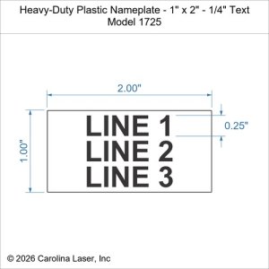 Heavy-Duty Plastic Nameplate - 1" x 2" - 1/4" Text