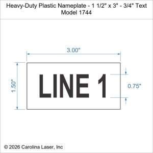 Heavy-Duty Plastic Nameplate - 1 1/2" x 3" - 3/4" Text