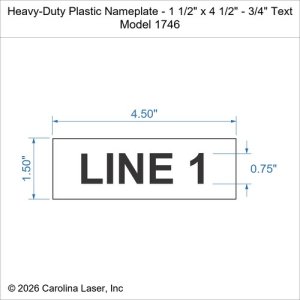 Heavy-Duty Plastic Nameplate - 1 1/2" x 4 1/2" - 3/4" Text
