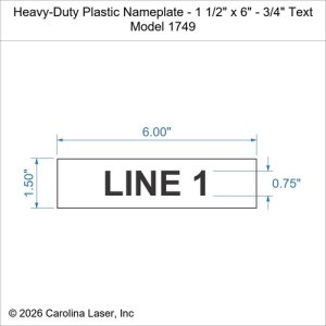 Heavy-Duty Plastic Nameplate - 1 1/2" x 6" - 3/4" Text