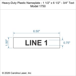 Heavy-Duty Plastic Nameplate - 1 1/2" x 6 1/2" - 3/4" Text