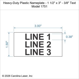 Heavy-Duty Plastic Nameplate - 1 1/2" x 3" - 3/8" Text