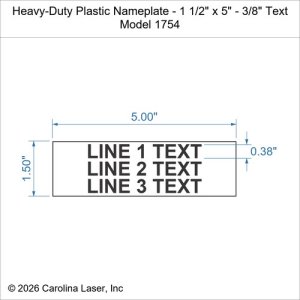 Heavy-Duty Plastic Nameplate - 1 1/2" x 5" - 3/8" Text