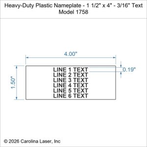Heavy-Duty Plastic Nameplate - 1 1/2" x 4" - 3/16" Text