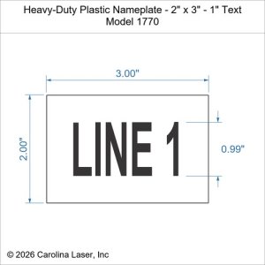 Heavy-Duty Plastic Nameplate - 2" x 3" - 1" Text