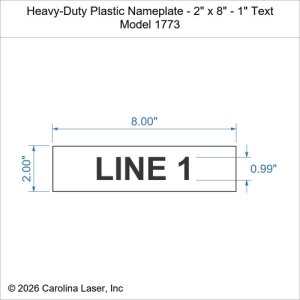Heavy-Duty Plastic Nameplate - 2" x 8" - 1" Text