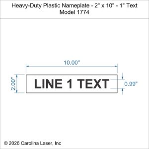 Heavy-Duty Plastic Nameplate - 2" x 10" - 1" Text
