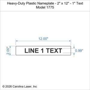 Heavy-Duty Plastic Nameplate - 2" x 12" - 1" Text