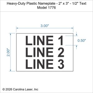 Heavy-Duty Plastic Nameplate - 2" x 3" - 1/2" Text