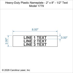Heavy-Duty Plastic Nameplate - 2" x 8" - 1/2" Text