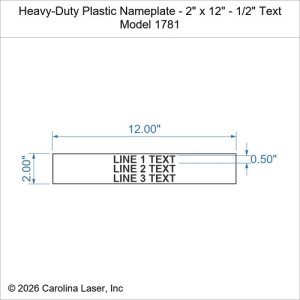 Heavy-Duty Plastic Nameplate - 2" x 12" - 1/2" Text