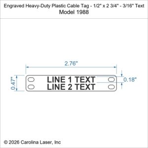 Engraved Heavy-Duty Plastic Cable Tag - 1/2" x 2 3/4" - 3/16" Text