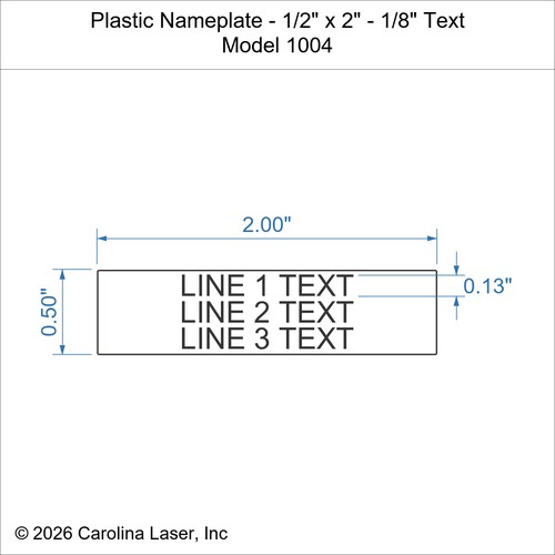 Modal Additional Images for Plastic Nameplate - 1/2" x 2" - 1/8" Text