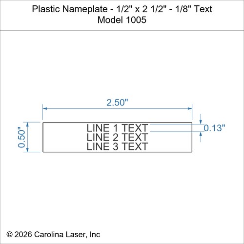 Modal Additional Images for Plastic Nameplate - 1/2" x 2 1/2" - 1/8" Text