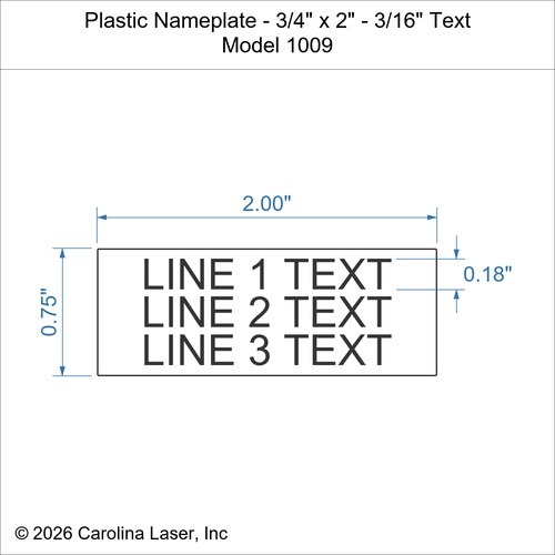 Modal Additional Images for Plastic Nameplate - 3/4" x 2" - 3/16" Text
