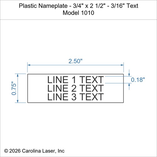 Modal Additional Images for Plastic Nameplate - 3/4" x 2 1/2" - 3/16" Text