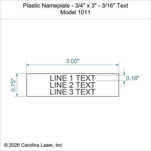 Modal Additional Images for Plastic Nameplate - 3/4" x 3" - 3/16" Text