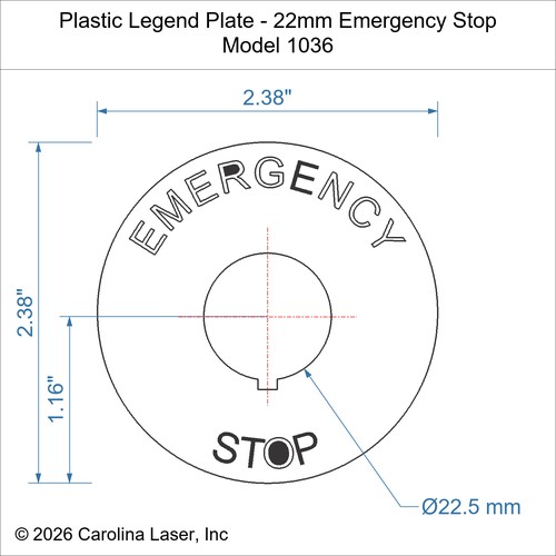 Modal Additional Images for Plastic Legend Plate - 22mm Emergency Stop