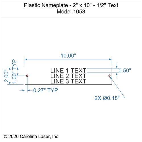 Modal Additional Images for Plastic Nameplate - 2" x 10" - 1/2" Text