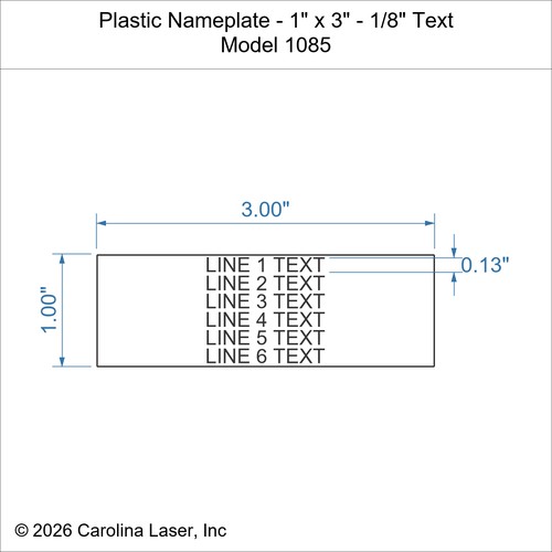Modal Additional Images for Plastic Nameplate - 1" x 3" - 1/8" Text