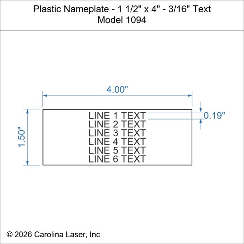Modal Additional Images for Plastic Nameplate - 1 1/2" x 4" - 3/16" Text