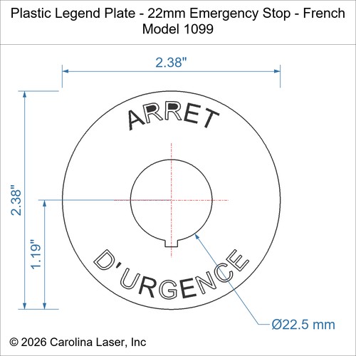 Modal Additional Images for Plastic Legend Plate - 22mm Emergency Stop - French