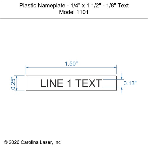 Modal Additional Images for Plastic Nameplate - 1/4" x 1 1/2" - 1/8" Text