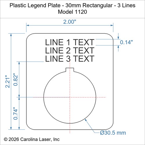 Modal Additional Images for Plastic Legend Plate - 30mm Rectangular - 3 Lines