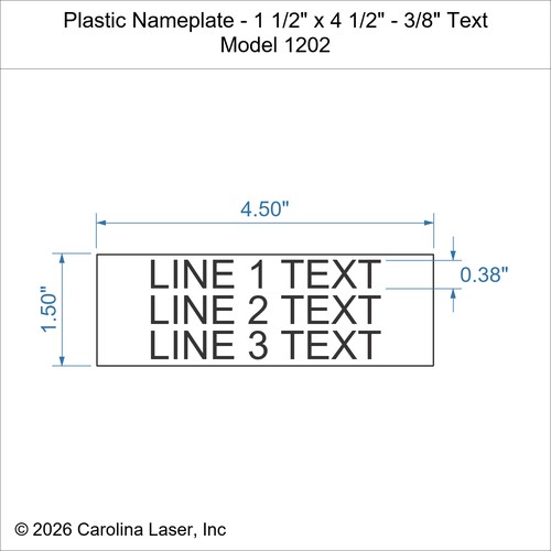 Modal Additional Images for Plastic Nameplate - 1 1/2" x 4 1/2" - 3/8" Text
