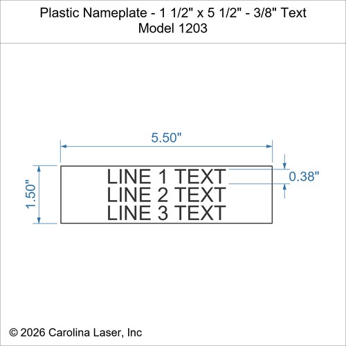 Modal Additional Images for Plastic Nameplate - 1 1/2" x 5 1/2" - 3/8" Text