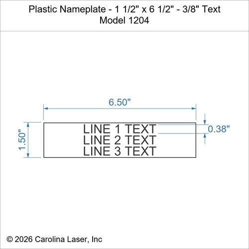 Modal Additional Images for Plastic Nameplate - 1 1/2" x 6 1/2" - 3/8" Text