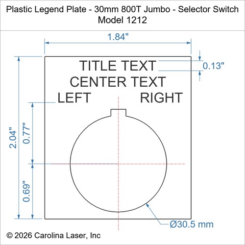 Modal Additional Images for Plastic Legend Plate - 30mm 800T Jumbo - Selector Switch
