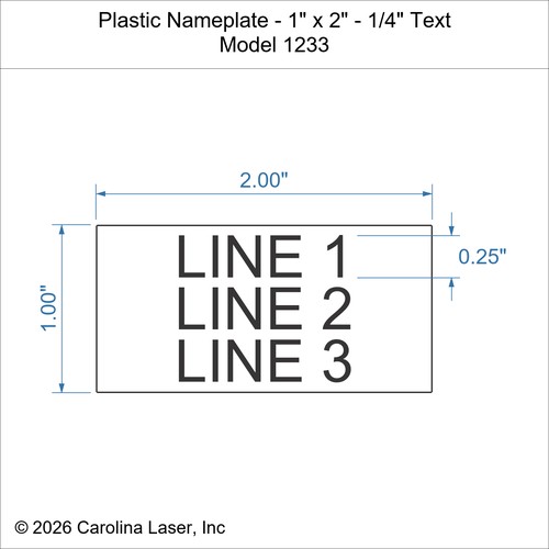Modal Additional Images for Plastic Nameplate - 1" x 2" - 1/4" Text