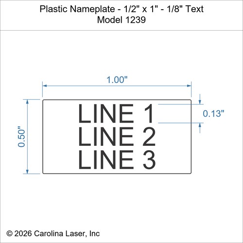 Modal Additional Images for Plastic Nameplate - 1/2" x 1" - 1/8" Text