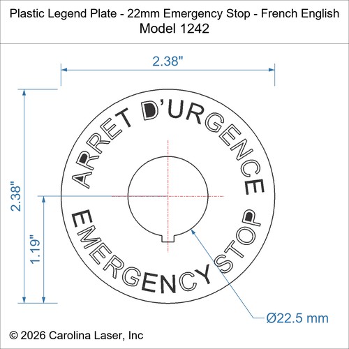 Modal Additional Images for Plastic Legend Plate - 22mm Emergency Stop - French English