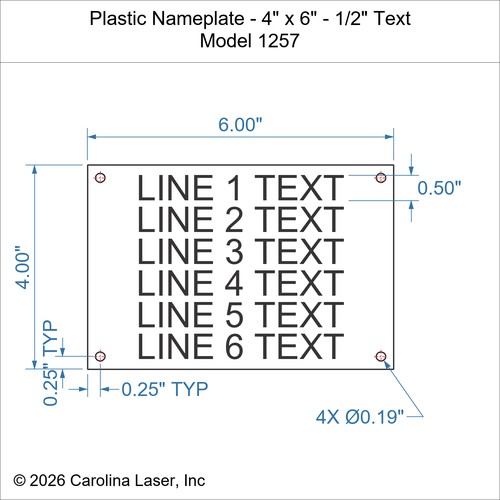 Modal Additional Images for Plastic Nameplate - 4" x 6" - 1/2" Text