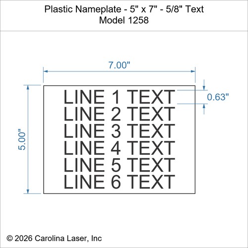Modal Additional Images for Plastic Nameplate - 5" x 7" - 5/8" Text
