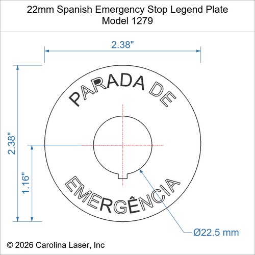 Modal Additional Images for 22mm Spanish Emergency Stop Legend Plate