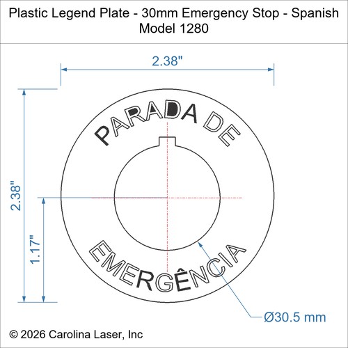 Modal Additional Images for Plastic Legend Plate - 30mm Emergency Stop - Spanish