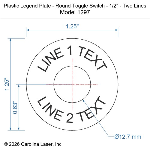 Modal Additional Images for Plastic Legend Plate - Round Toggle Switch - 1/2" - Two Lines