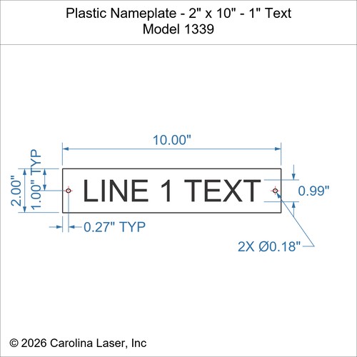 Modal Additional Images for Plastic Nameplate - 2" x 10" - 1" Text