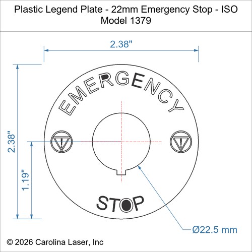 Modal Additional Images for Plastic Legend Plate - 22mm Emergency Stop - ISO
