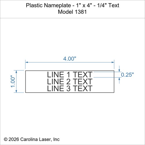 Modal Additional Images for Plastic Nameplate - 1" x 4" - 1/4" Text
