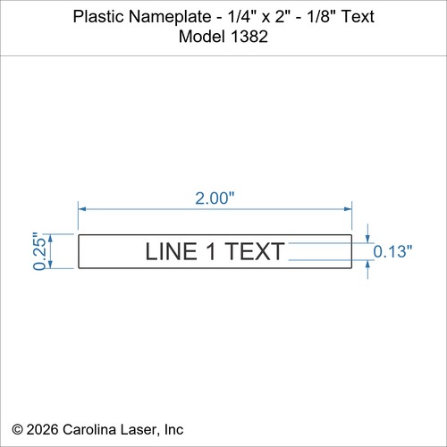 Modal Additional Images for Plastic Nameplate - 1/4" x 2" - 1/8" Text