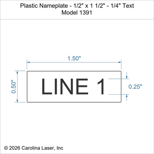 Modal Additional Images for Plastic Nameplate - 1/2" x 1 1/2" - 1/4" Text