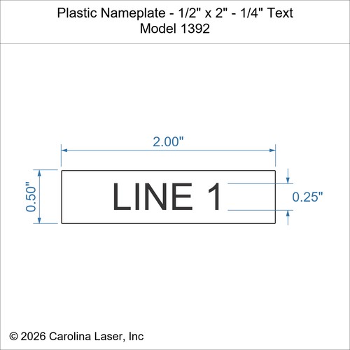Modal Additional Images for Plastic Nameplate - 1/2" x 2" - 1/4" Text