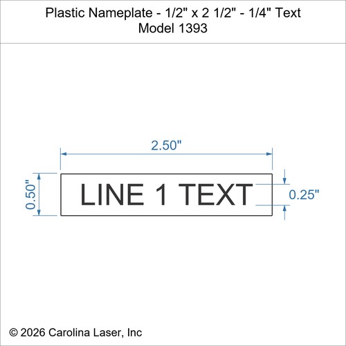 Modal Additional Images for Plastic Nameplate - 1/2" x 2 1/2" - 1/4" Text