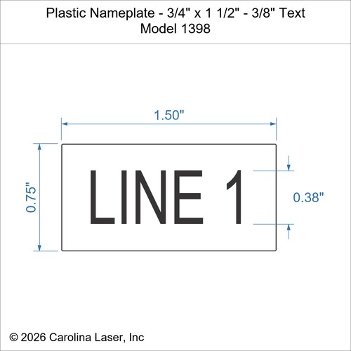 Modal Additional Images for Plastic Nameplate - 3/4" x 1 1/2" - 3/8" Text
